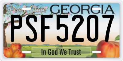 GA license plate PSF5207
