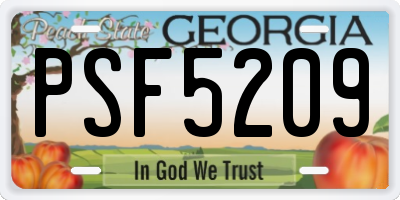 GA license plate PSF5209