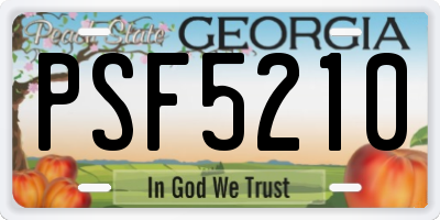 GA license plate PSF5210