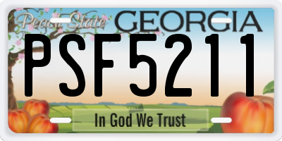 GA license plate PSF5211