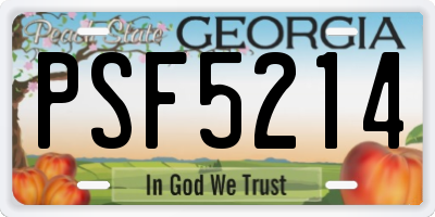 GA license plate PSF5214