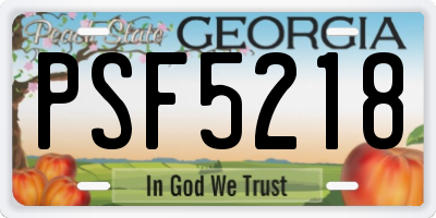 GA license plate PSF5218