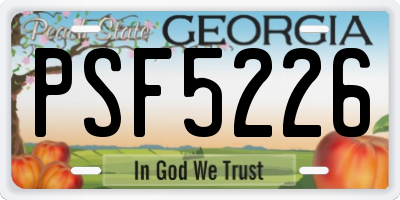 GA license plate PSF5226