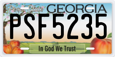 GA license plate PSF5235