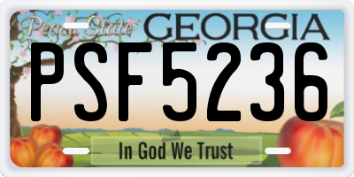 GA license plate PSF5236