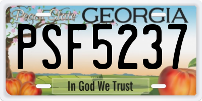 GA license plate PSF5237