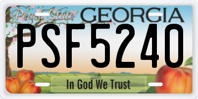 GA license plate PSF5240