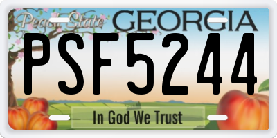 GA license plate PSF5244