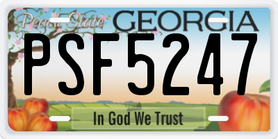 GA license plate PSF5247