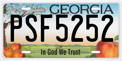 GA license plate PSF5252