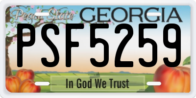 GA license plate PSF5259