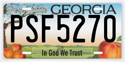 GA license plate PSF5270