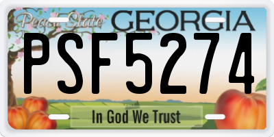 GA license plate PSF5274