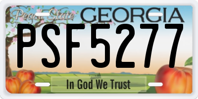 GA license plate PSF5277