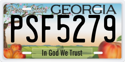 GA license plate PSF5279