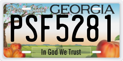 GA license plate PSF5281