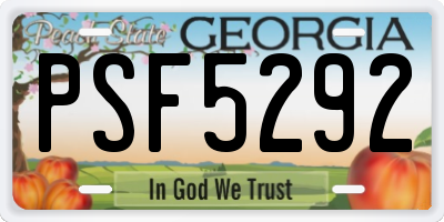 GA license plate PSF5292