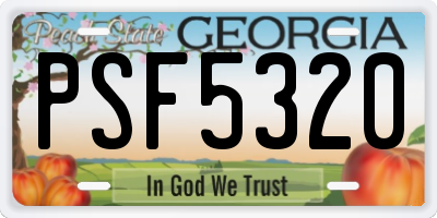 GA license plate PSF5320