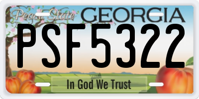GA license plate PSF5322