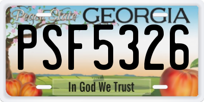 GA license plate PSF5326