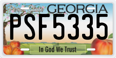 GA license plate PSF5335
