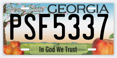 GA license plate PSF5337