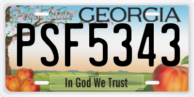 GA license plate PSF5343