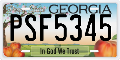 GA license plate PSF5345