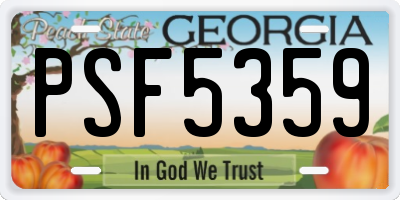 GA license plate PSF5359