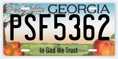 GA license plate PSF5362
