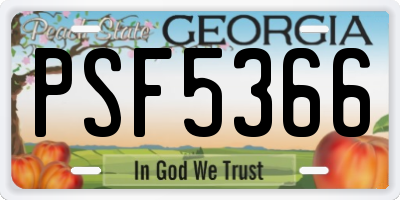GA license plate PSF5366