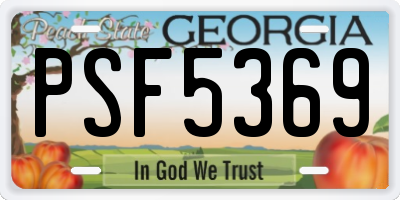 GA license plate PSF5369