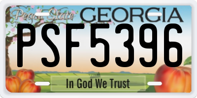 GA license plate PSF5396