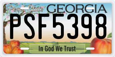 GA license plate PSF5398