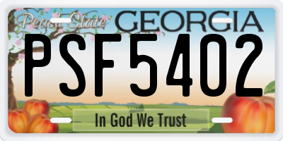 GA license plate PSF5402