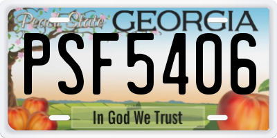 GA license plate PSF5406