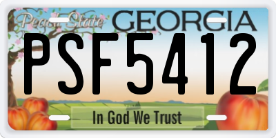 GA license plate PSF5412