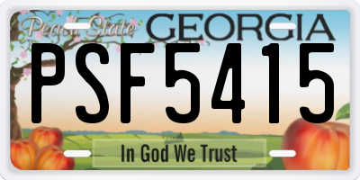 GA license plate PSF5415