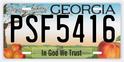 GA license plate PSF5416