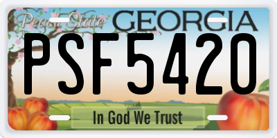 GA license plate PSF5420