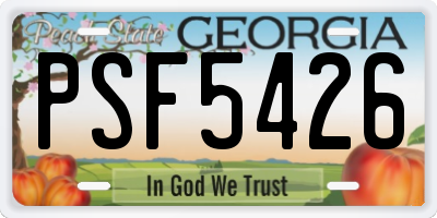 GA license plate PSF5426
