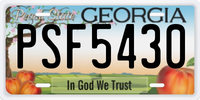 GA license plate PSF5430