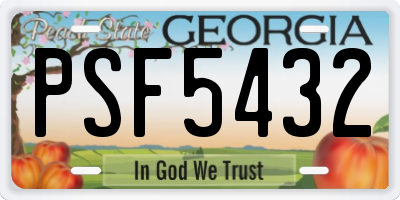GA license plate PSF5432