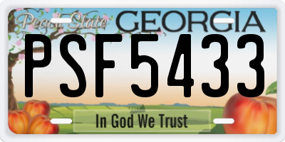 GA license plate PSF5433