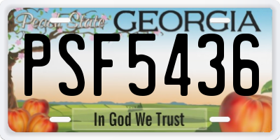 GA license plate PSF5436