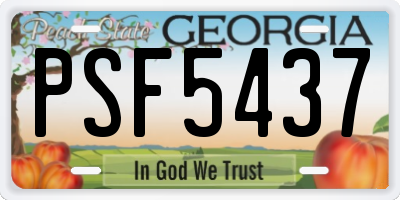 GA license plate PSF5437