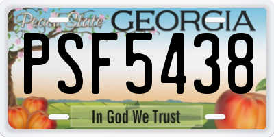 GA license plate PSF5438