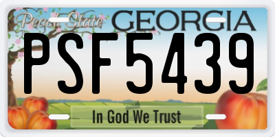 GA license plate PSF5439