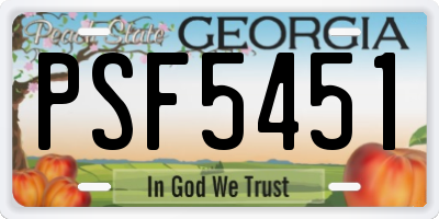 GA license plate PSF5451