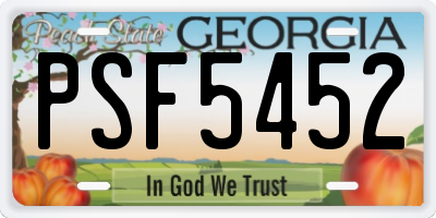 GA license plate PSF5452